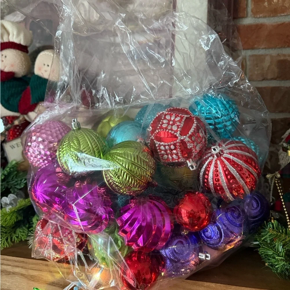 Large Bag of Festive Multicolor Ornament Set